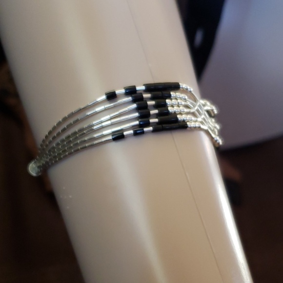 Sterling silver tribal bead bracelet - Picture 2 of 4